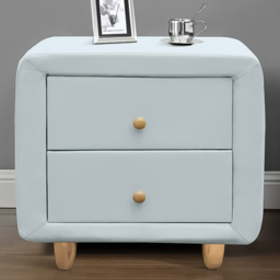 Brooklyn 2 Drawer Blue and Oak Linen Fabric Bedside Table - thumbnail 1
