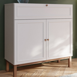 Florence Wensley 2 Door Single Drawer Light Grey and Oak Sideboard