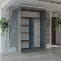 M N Furniture Osaka 2 Door Grey Mirrored Panel Sliding Wardrobe 120cm - thumbnail 3