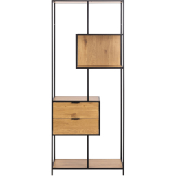 Florence Seaford Wild Oak 2 Drawer 4 Tier Tall Bookcase - thumbnail 3