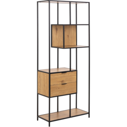 Florence Seaford Wild Oak 2 Drawer 4 Tier Tall Bookcase - thumbnail 2