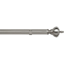 New Edge Blinds Satin Silver Fixed Length Metal Eyelet Curtain Pole Set with Vienna Finial 400cm