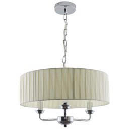 Kliving Giulia 3 Light Cream Drum Shade Chrome Chandelier - thumbnail 1