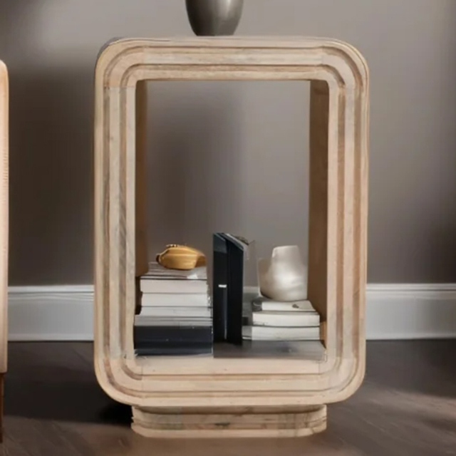 Brooklyn Hudson Single Shelf Carved Mango Wood Side Table - image 1