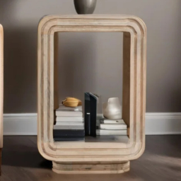 Brooklyn Hudson Single Shelf Carved Mango Wood Side Table
