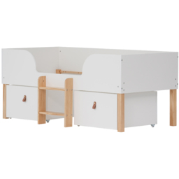 Noa and Nani Arvid Shorty Classic White Low Mid Sleeper Bed with Storage - thumbnail 4