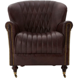 Premier Housewares Victor Brown Leather Armchair - thumbnail 3