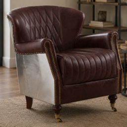 Premier Housewares Victor Brown Leather Armchair