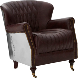 Premier Housewares Victor Brown Leather Armchair - thumbnail 2