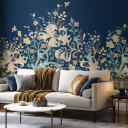 Origin Murals Trailing Lily Navy Blue Wall Mural