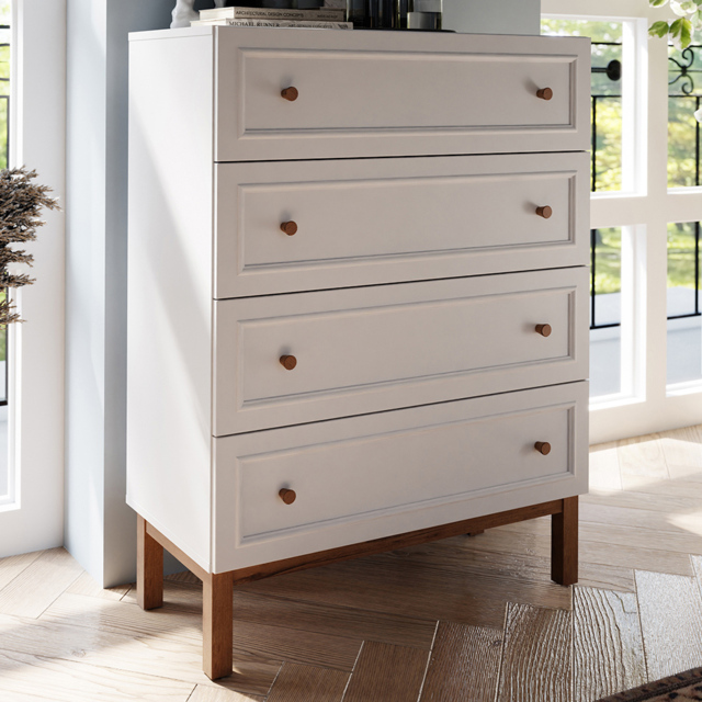Florence Wensley 4 Drawer Light Grey and Oak Chest of Drawers - image 1