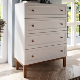 Florence Wensley 4 Drawer Light Grey and Oak Chest of Drawers