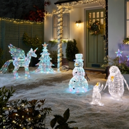 Acrylic LED Snowman Multicolour 3D Outdoor Christmas Light Decoration - 77cm - thumbnail 4