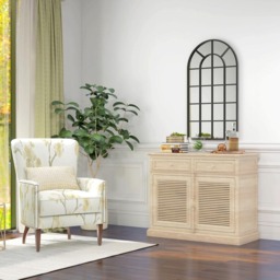 Portland Black Arched Window Wall Mirror 110 x 62cm - thumbnail 3