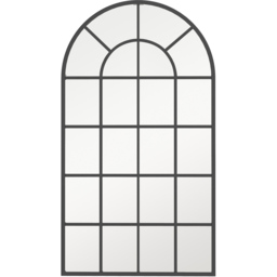 Portland Black Arched Window Wall Mirror 110 x 62cm - thumbnail 1