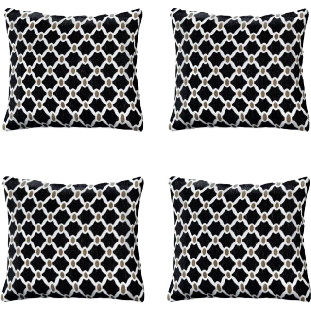 Alan Symonds Berkeley Chenille Black Cushion with Polyester Filled Pad 45 x 45cm 4 Pack