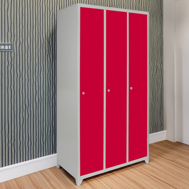 MonsterShop 3 Door Red Wide Metal Storage Locker - image 1