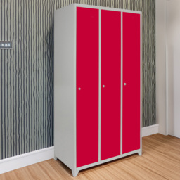 MonsterShop 3 Door Red Wide Metal Storage Locker
