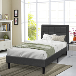 Brooklyn Single Dark Grey Buttoned Headboard Bed Frame - thumbnail 3