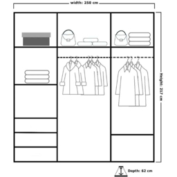 M N Furniture Modern Gala 3 Door Black Mirrored Sliding Wardrobe 250cm - thumbnail 4