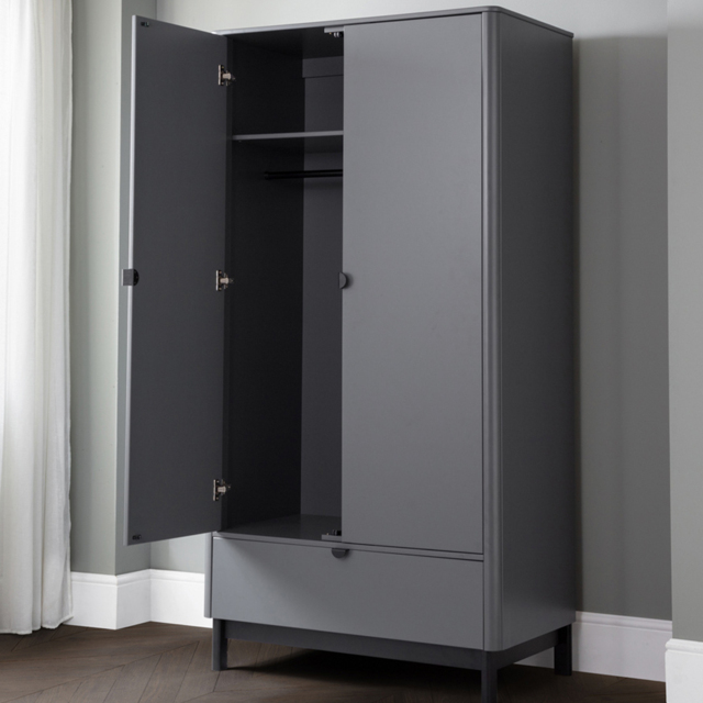 Julian Bowen Chloe 2 Door Single Drawer Storm Grey Wardrobe - image 1