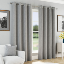 Enhanced Living Herringbone Grey Blackout Eyelet Thermal Curtains 117 x 137cm - thumbnail 1