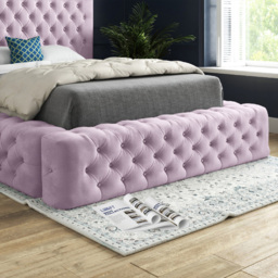 Grand Milan Pink Small Double Upholstered Bed Frame with Pleated Chesterfield Headboard - thumbnail 4