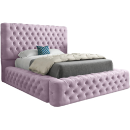 Grand Milan Pink Small Double Upholstered Bed Frame with Pleated Chesterfield Headboard - thumbnail 2