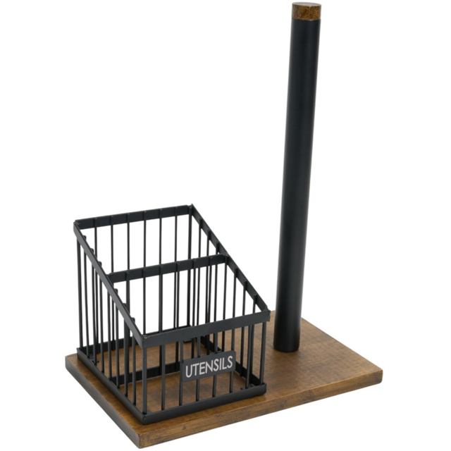 2-in-1 Kitchen Roll and Utensil Holder Black - image 1