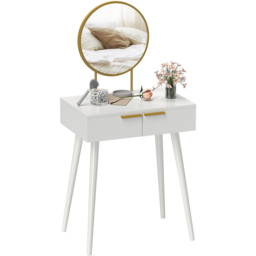 Portland White 2 Drawer Dressing Table with Round Mirror - thumbnail 2