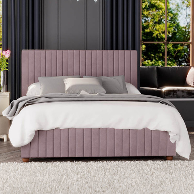 Laurence Llewelyn-Bowen Estella Double Blush Plush Velvet Ottoman Bed - image 1