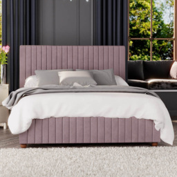 Laurence Llewelyn-Bowen Estella Double Blush Plush Velvet Ottoman Bed - thumbnail 1