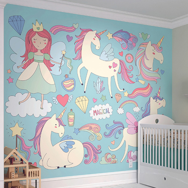 Origin Murals Princess Unicorn Blue Wall Mural - image 1
