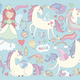 Origin Murals Princess Unicorn Blue Wall Mural - thumbnail 2