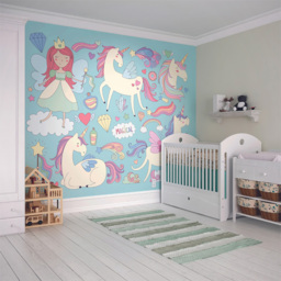 Origin Murals Princess Unicorn Blue Wall Mural - thumbnail 3