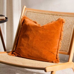 Yard Jaye Rust Velvet Fringed Cushion - thumbnail 2