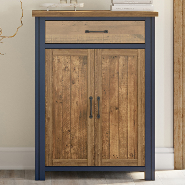 Baumhaus Splash of Blue Single Drawer 2 Door Shoe Storage Cabinet - image 1