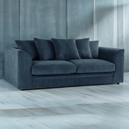 Luxor 3 Seater Navy Blue Jumbo Cord Fabric Sofa Set with Scatter Back - thumbnail 1