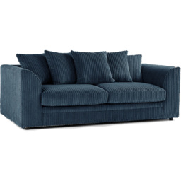 Luxor 3 Seater Navy Blue Jumbo Cord Fabric Sofa Set with Scatter Back - thumbnail 2
