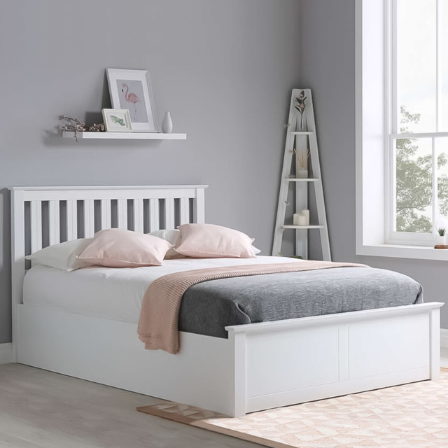 Phoenix King Size White Ottoman Bed - image 1