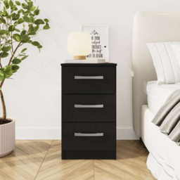 Lynx 3 Drawer Black Bedside Table - thumbnail 3