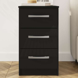 Lynx 3 Drawer Black Bedside Table - thumbnail 1