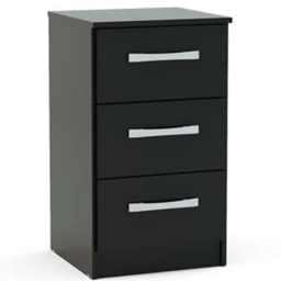 Lynx 3 Drawer Black Bedside Table - thumbnail 2