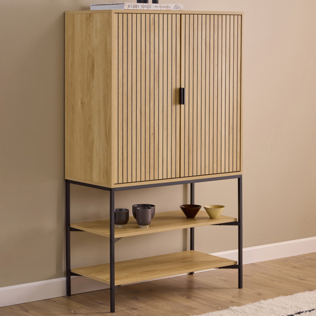 Florence Jaipur Oak Lamella 2 Doors 3 Shelf Cabinet - image 1