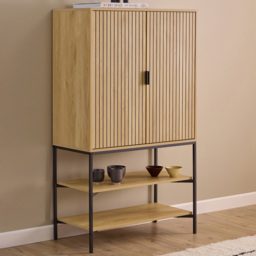 Florence Jaipur Oak Lamella 2 Doors 3 Shelf Cabinet