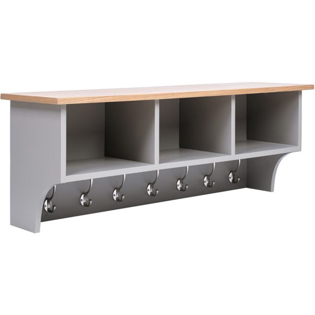 Charles Bentley Charnwood Grey Floating Storage Shelf with Hooks - image 1