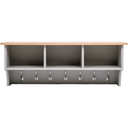 Charles Bentley Charnwood Grey Floating Storage Shelf with Hooks - thumbnail 3