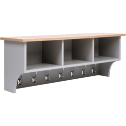Charles Bentley Charnwood Grey Floating Storage Shelf with Hooks - thumbnail 1