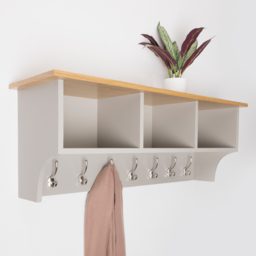Charles Bentley Charnwood Grey Floating Storage Shelf with Hooks - thumbnail 2