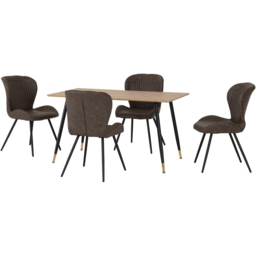 Seconique Hamilton Quebec Oak Effect PU 4 Seater Dining Table Set Brown - thumbnail 2